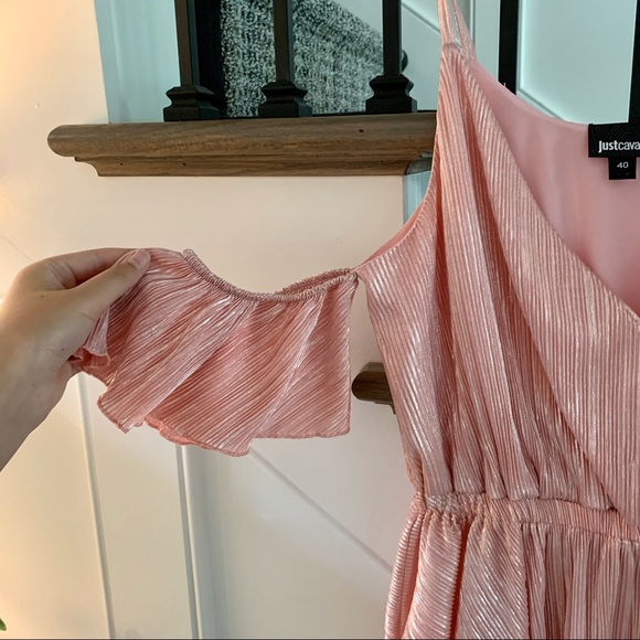 JustCavalli Off The Shoulder Pink Low Cut Top - Picture 2 of 3